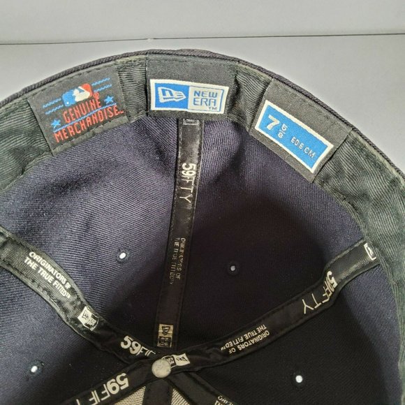 New Era 59Fifty Atlanta Braves Double Logo MLB Navy Blue Baseball Hat Size 7 5/8 - Picture 7 of 12